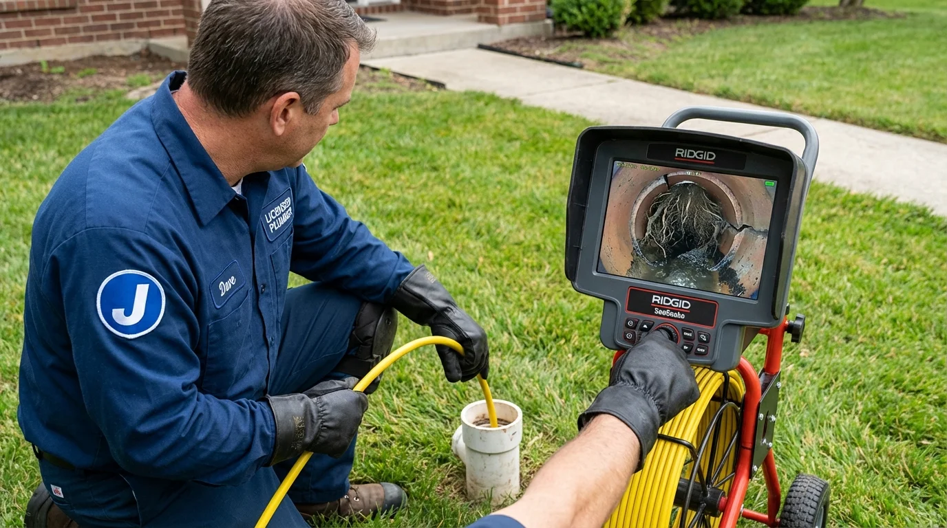 Sewer camera inspection being performed by Johns Plumbing LLC in Peapack