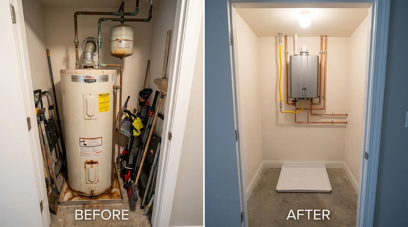 Tank water heater versus wall-mounted tankless unit comparison for Peapack, NJ homeowners